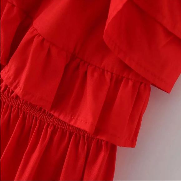 🎈🧨💗Host Pick ☄️🧨 New Red tiered ruffle dress with bow tie detail | Size S - Picture 5 of 9